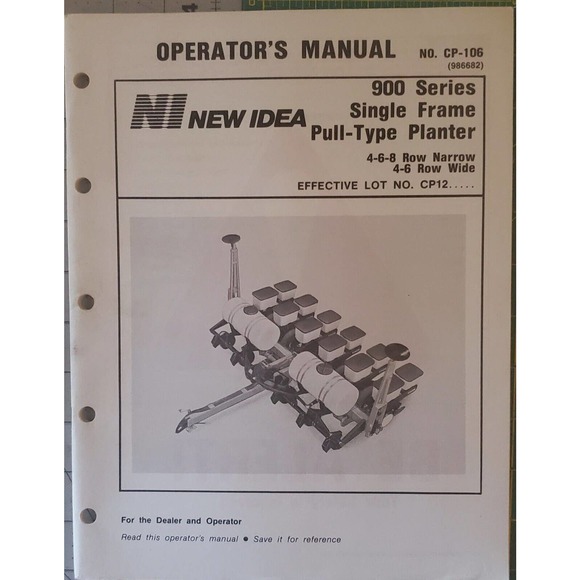 New Idea Operators Manual for Model 900 Series Single Frame Planter CP 106 - Picture 1 of 3